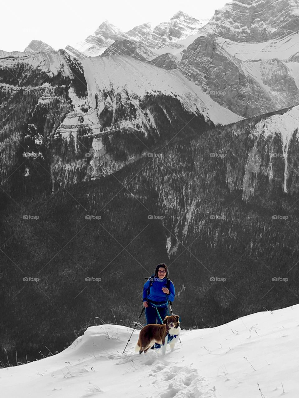 A snowy hike in the mountains