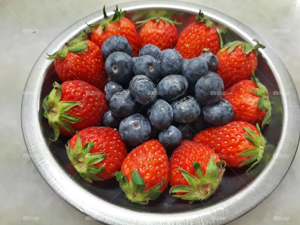 healthly life with strawberry and blueberry