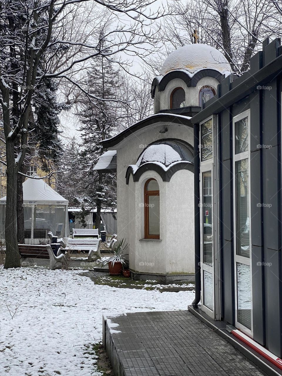 Chapel in the yard of the Bulgarian National Radio in Sofia Bulgaria 