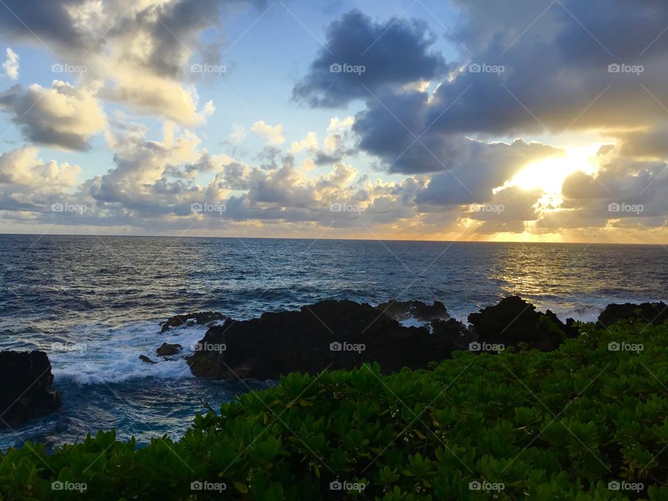 Sunrise by the sea cliffs