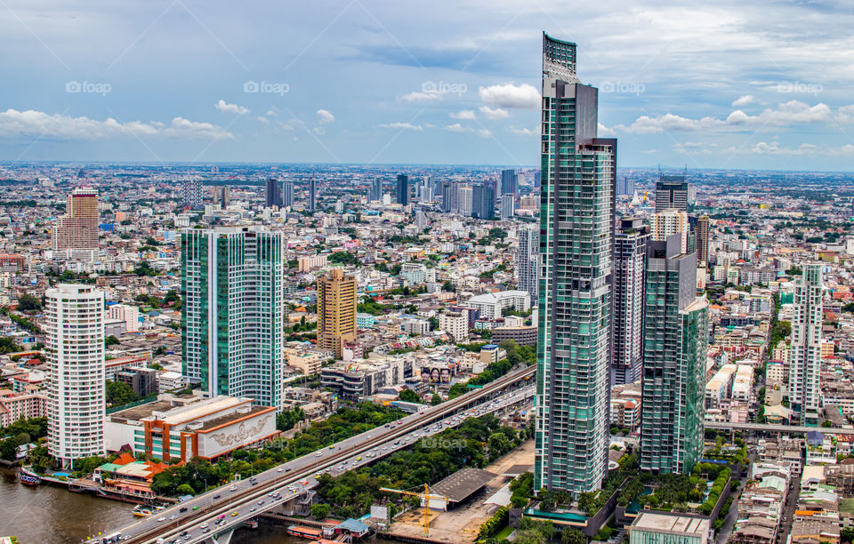View to impressive Cityscape of the Thai Metropolis City Bangkok in Thailand Southeast Asia