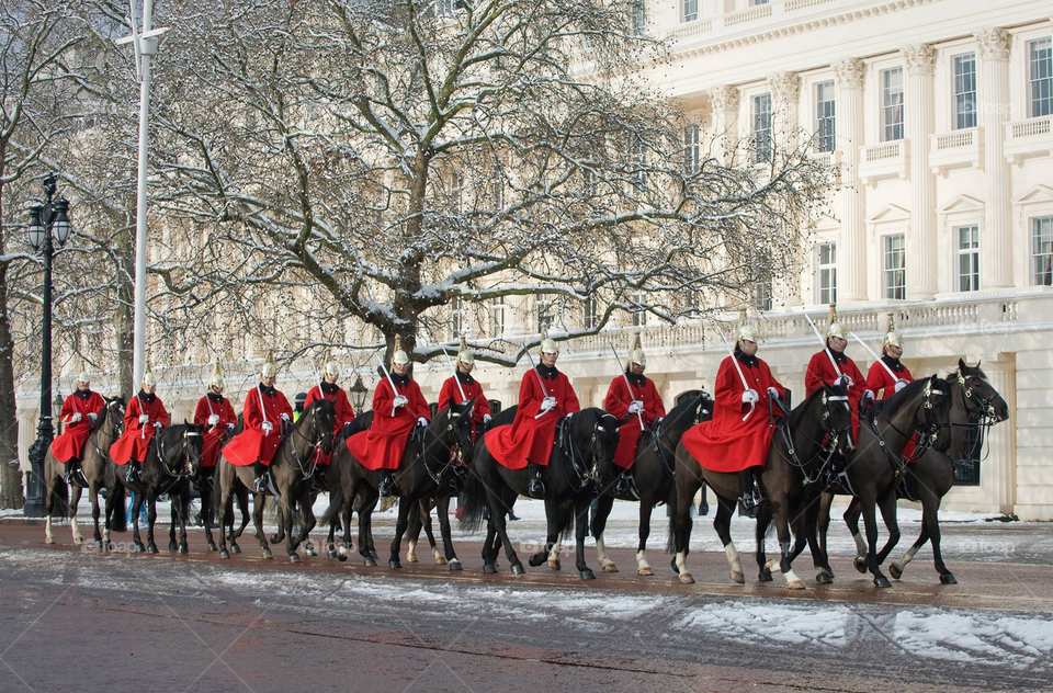 Changing The Life Guard of Household Cavalry, March to Whitehall