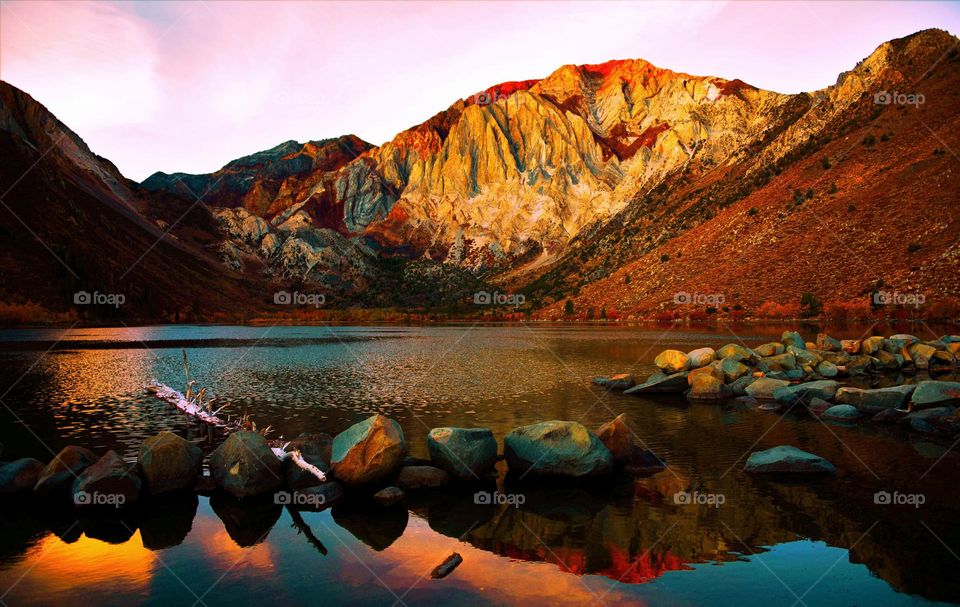 golden mountain in water