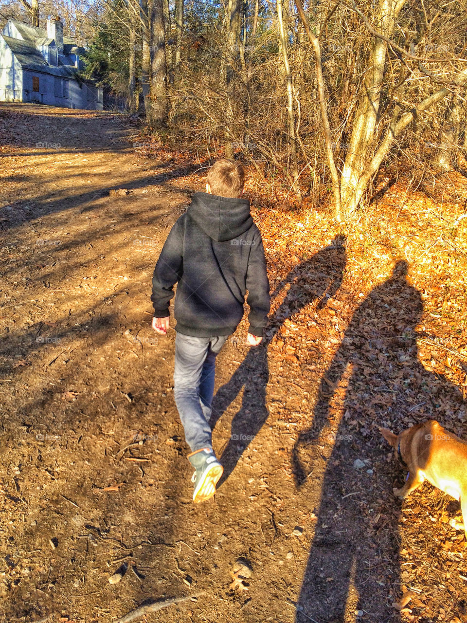 Lake Mohegan with my nephew and my dog