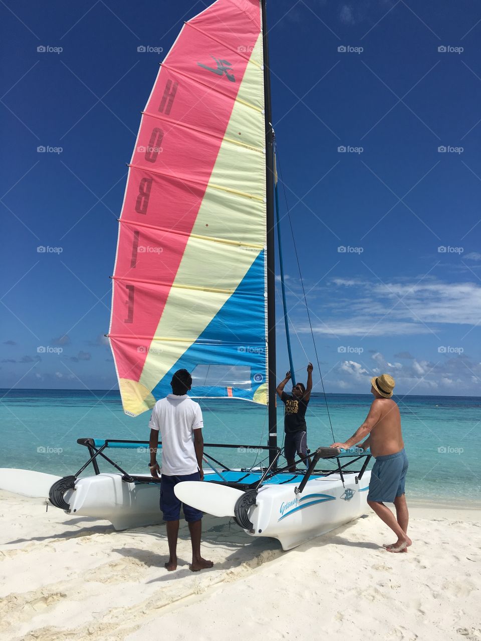 Sailing lesson, Maldives. 
