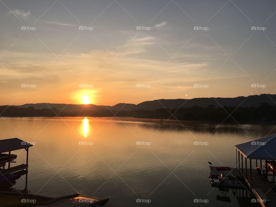 Sunset on lake
