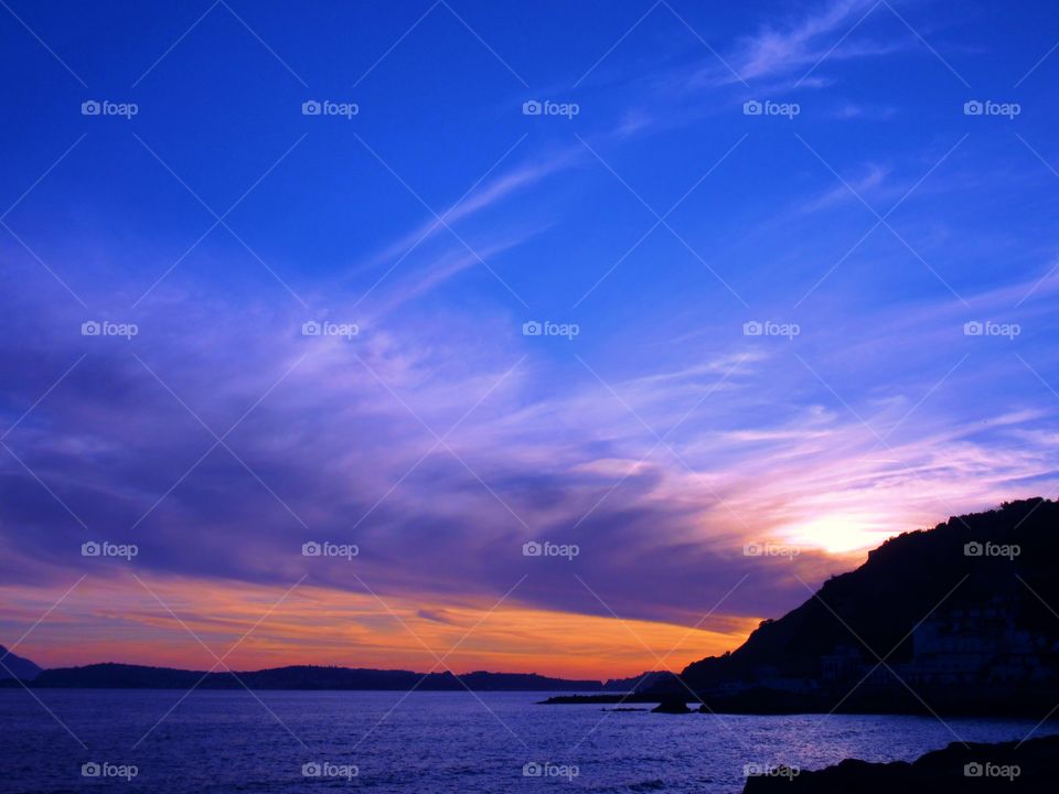 Sunset view of idyllic sea