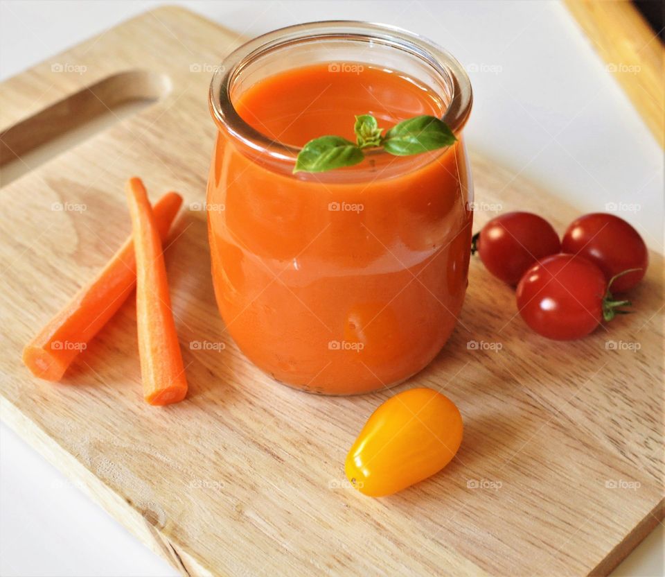 Fresh homemade carrot juice