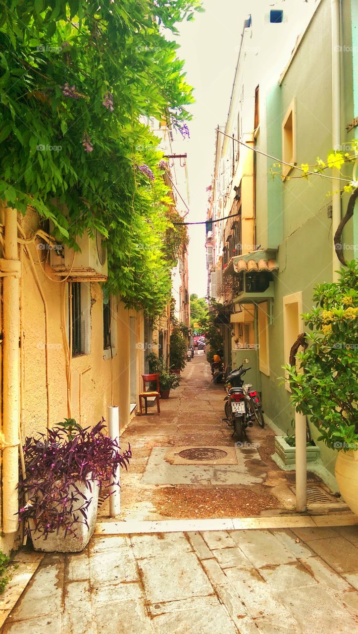 Corfu lane. the side streets of corfu town 