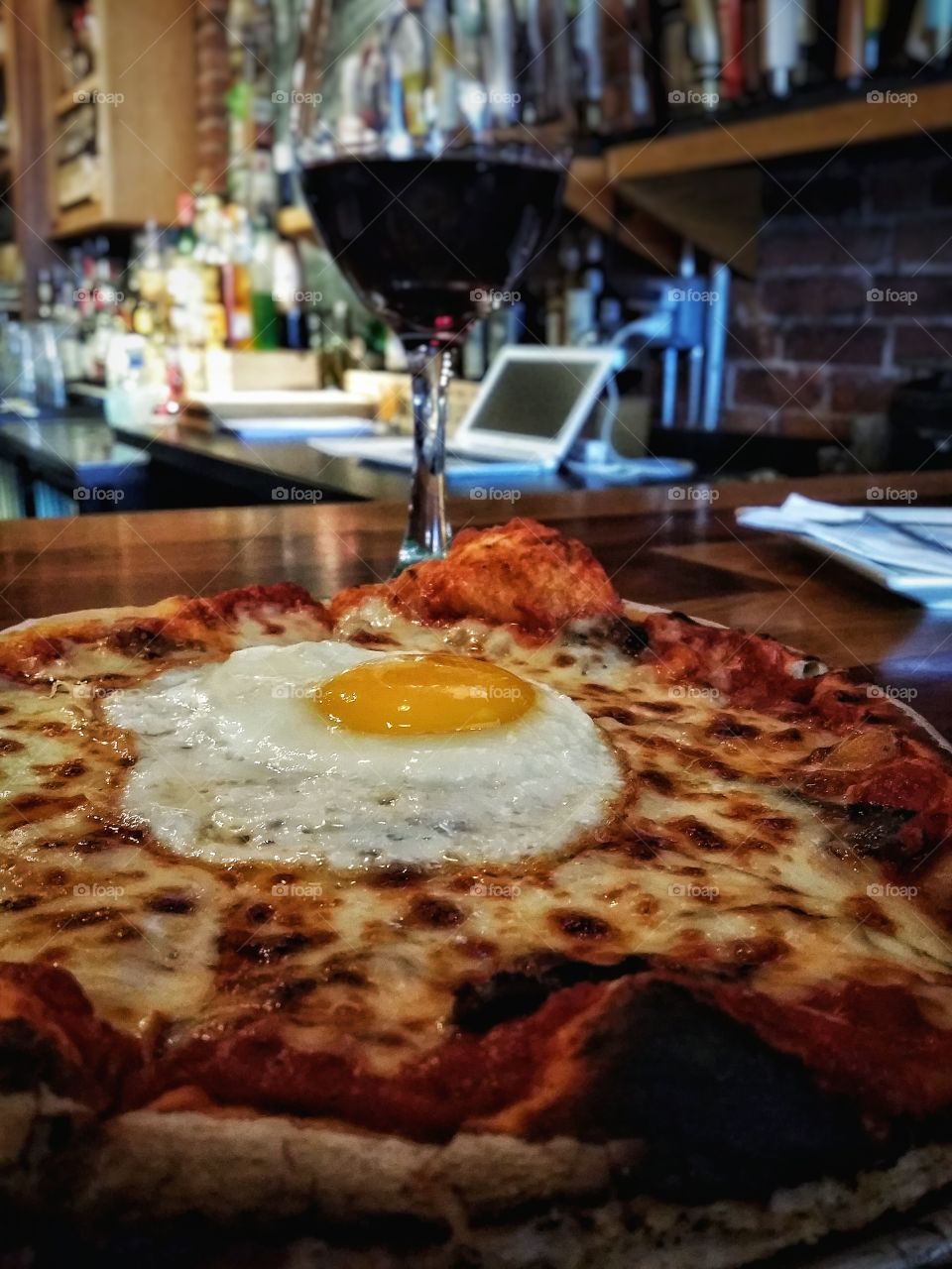 Delicious breakfast pizza at a local Connecticut restaurant!