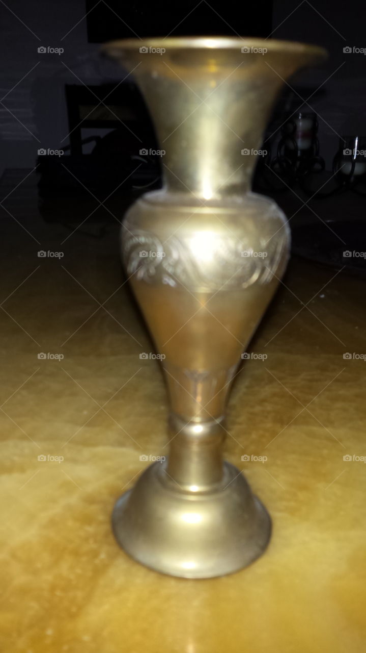 cfatfted vase with brass