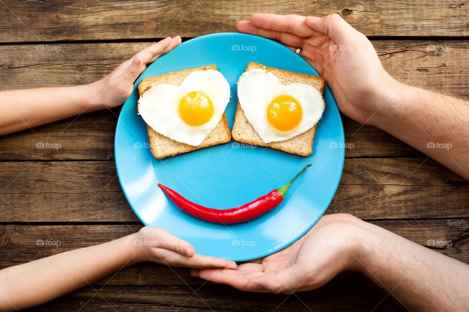 High angle view of breakfast