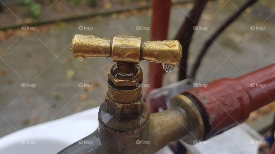 Water tap in rain