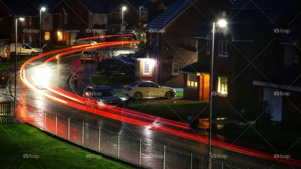 Light trail of a car