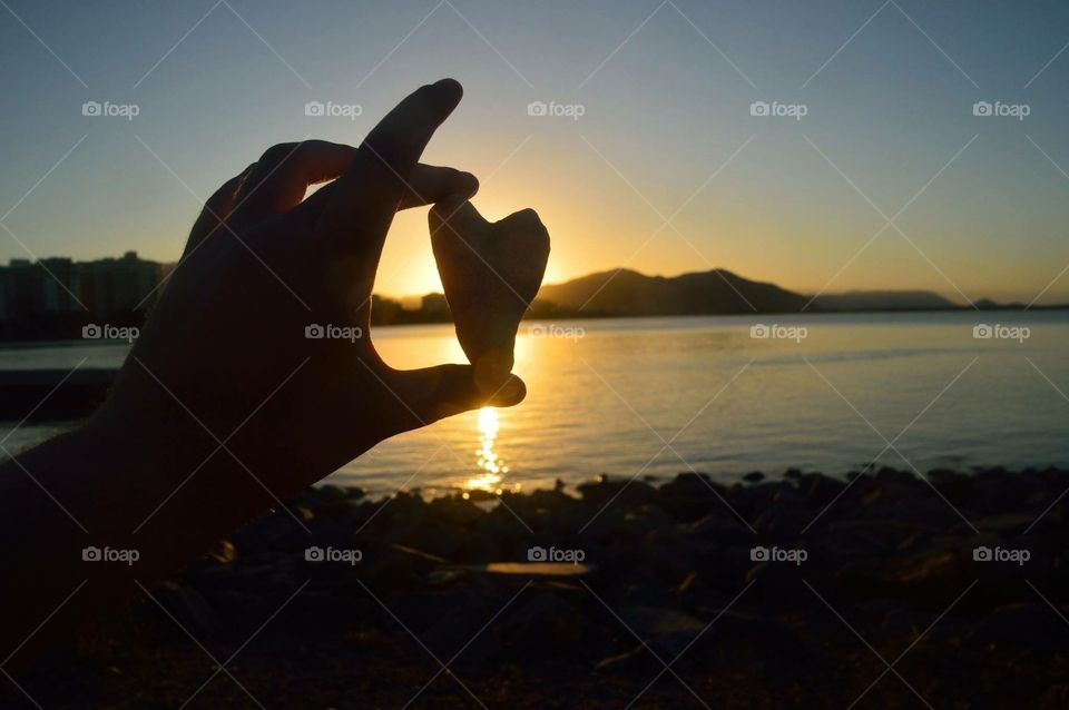 Heart stone sunset Australia Cairns