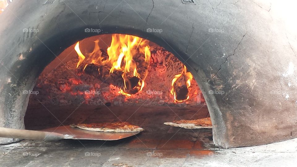 Fire dome. BBq pizza oven at the Saturday market.