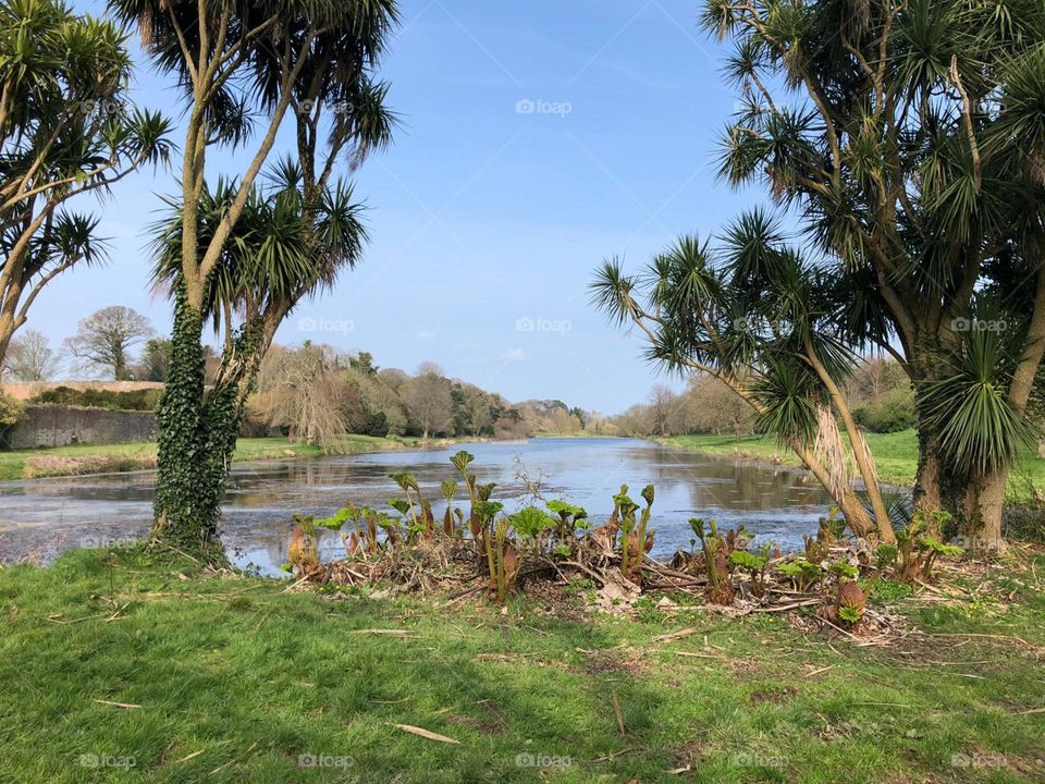 Country Garden beside a lake, on an estate Manor House