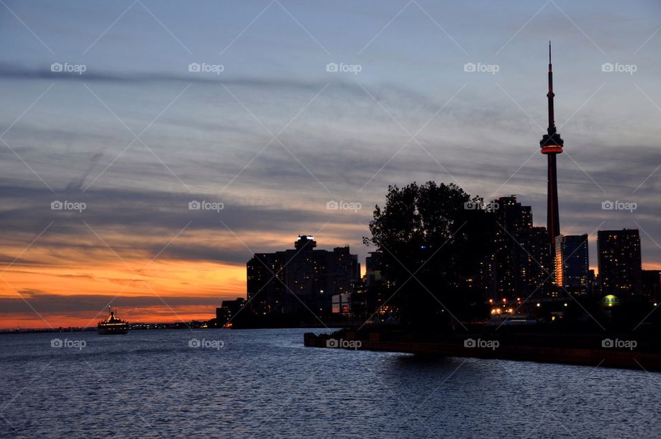 Toronto skyline at sunset