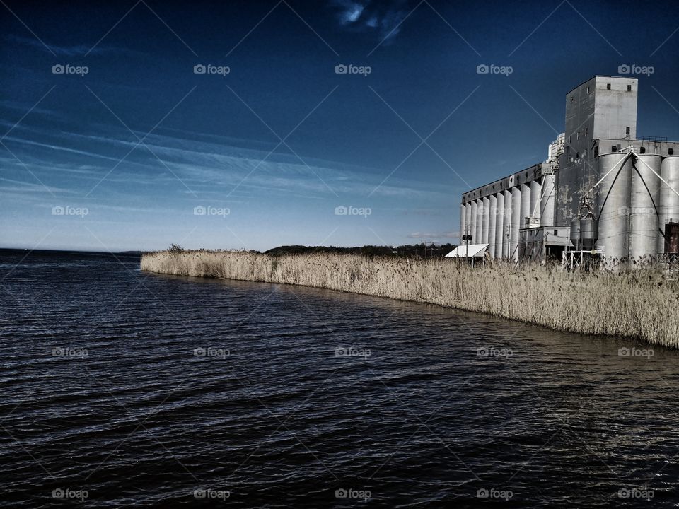 grain elevator by water