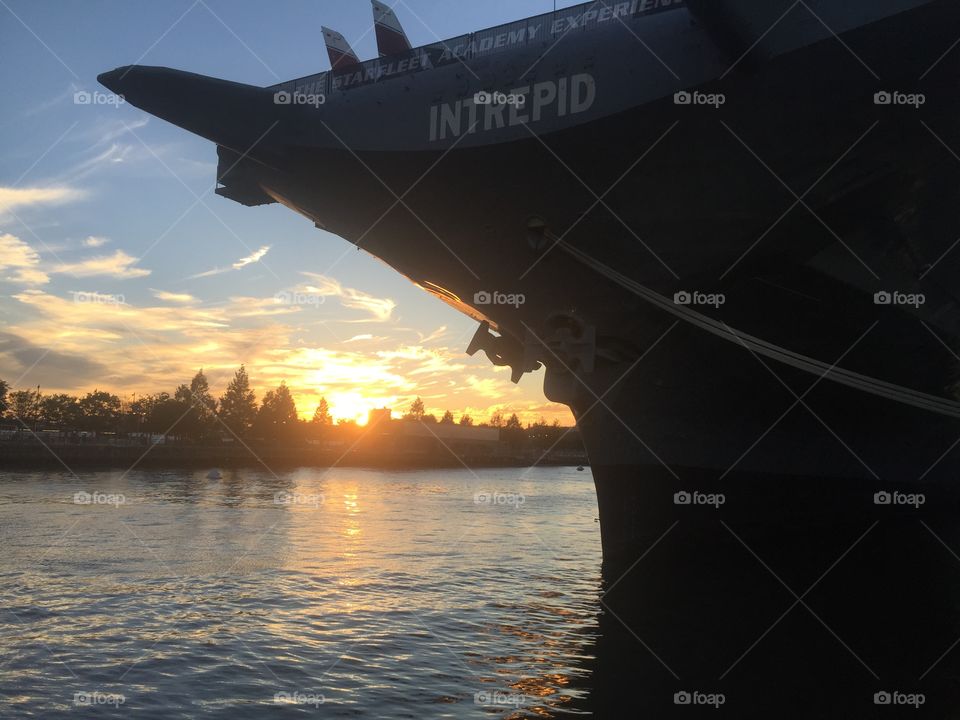 Sunset and the Intrepid Museum NYC
