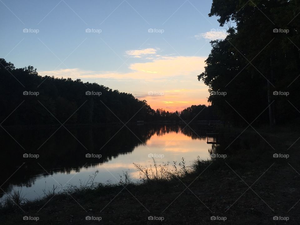 Sunset over pond