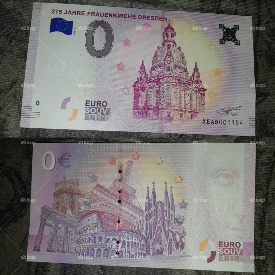 0€ Geldschein mit 275 Jahre Frauenkirche Dresden