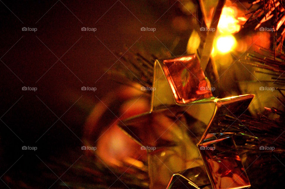 Christmas tree lights and ornaments