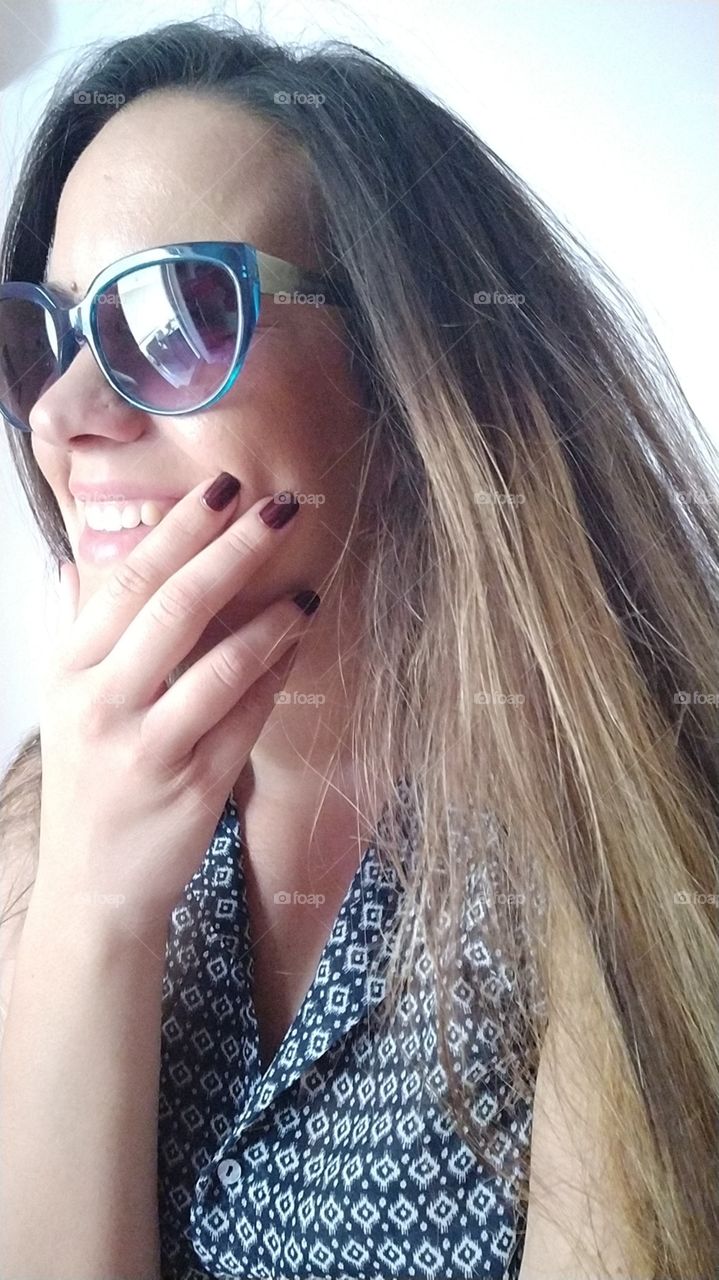 Sunglasses. Smile. Happy. Woman