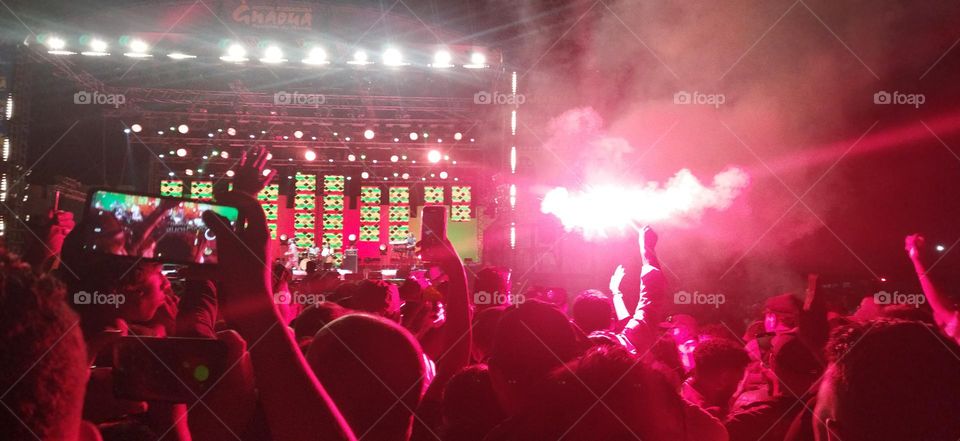 The crowd around the popular and international music of the world at essaouira city in Morocco.