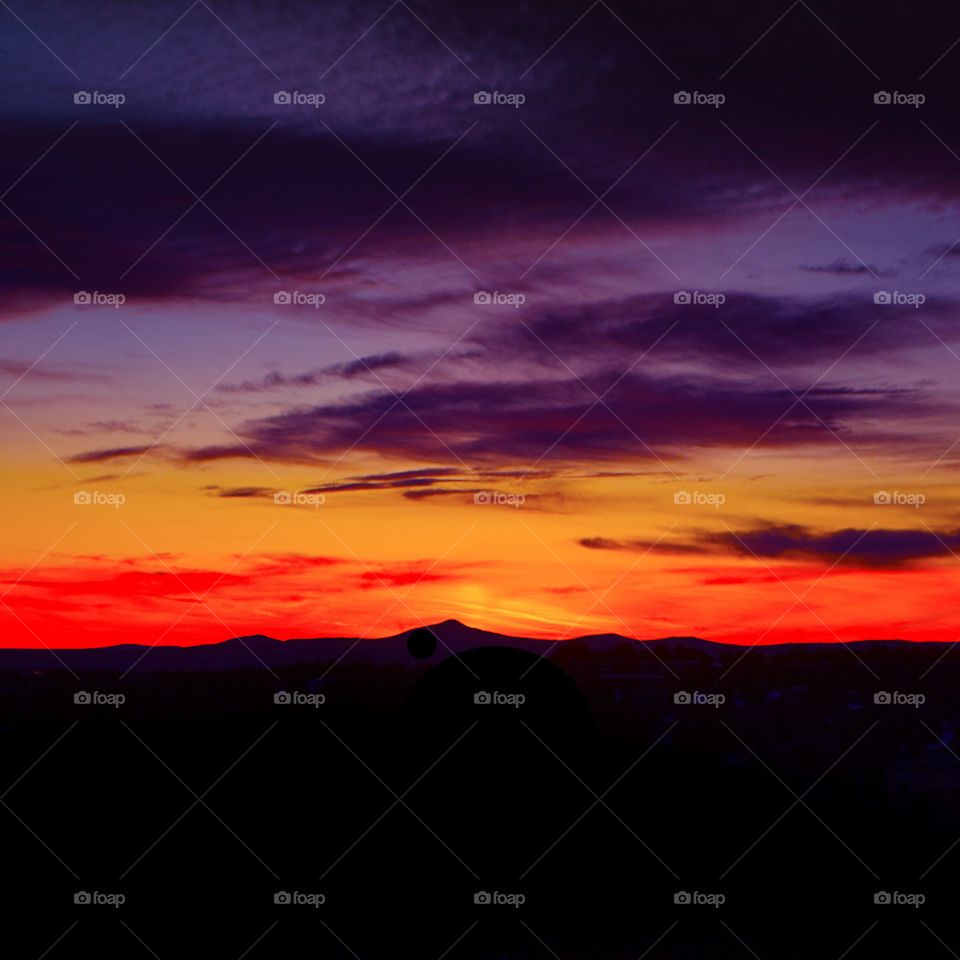 Multi-colored southwestern sunset Santa Fe, New Mexico