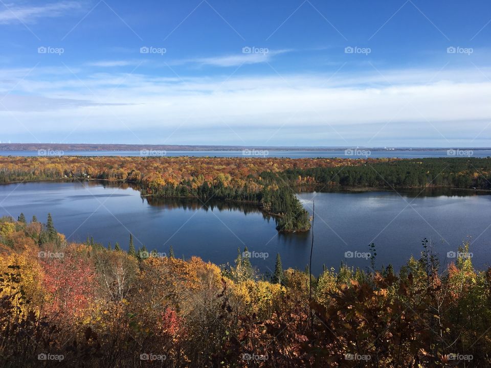 Lake among the forest in the Fall