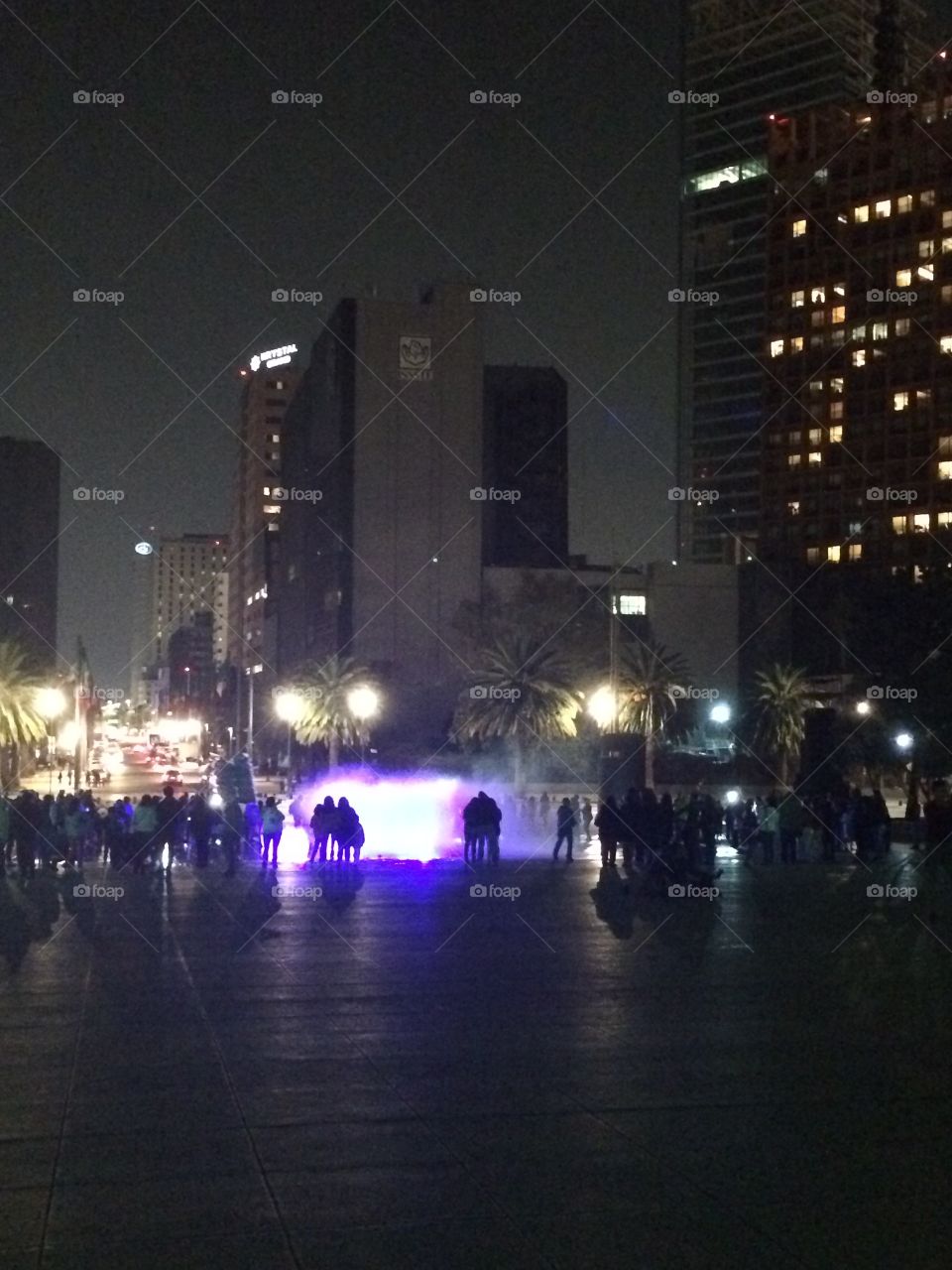 Mexico City fountain display near revolution monument!