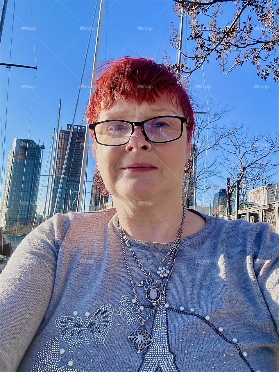 This is me, “Petra Schiller” a.k.a. “Maxine Firefox” a.k.a. “Maximiliane Feuerfuchs” aboard the “28 foot 1969 Luhrs” cabin cruiser that I and my partner for many years “Timothy Trespas” call home. 2023. Hypnotic Productions