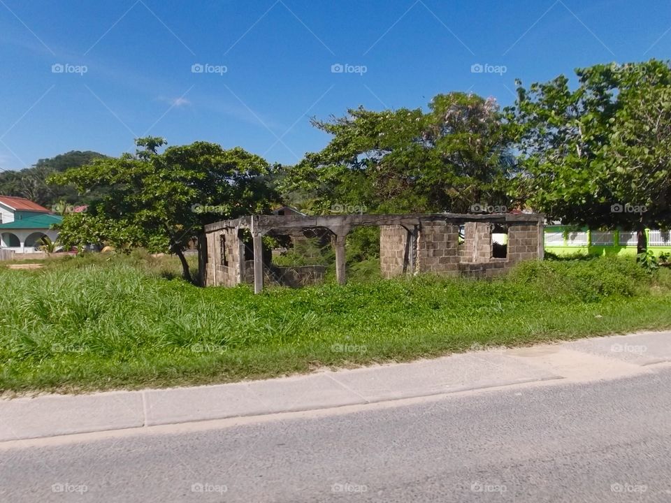 Picture from moving car traveling in Roatan Honduras  