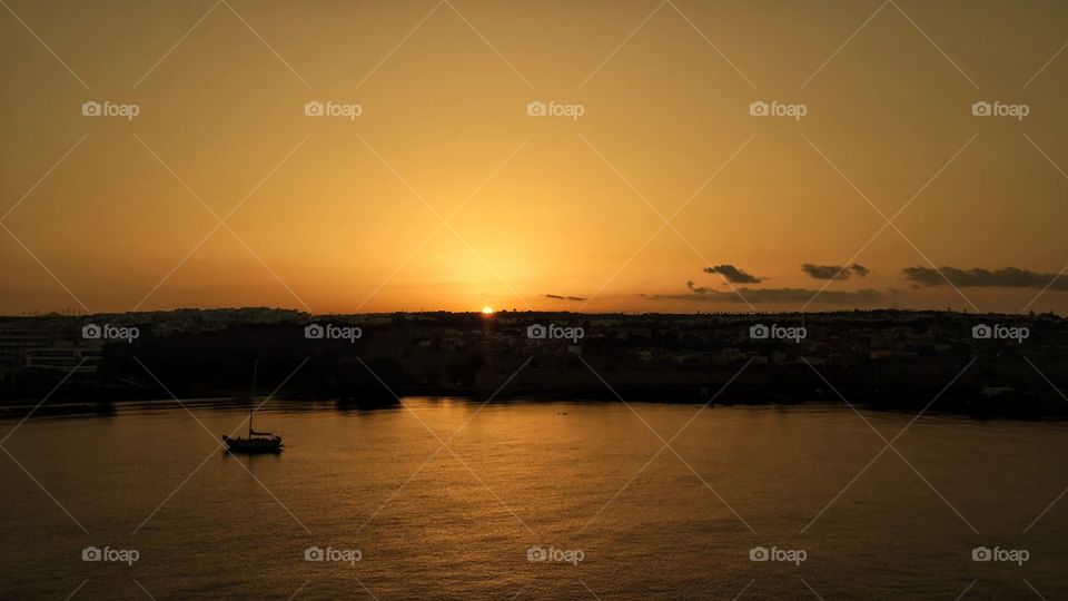 Sunset in the port of Rhodos 