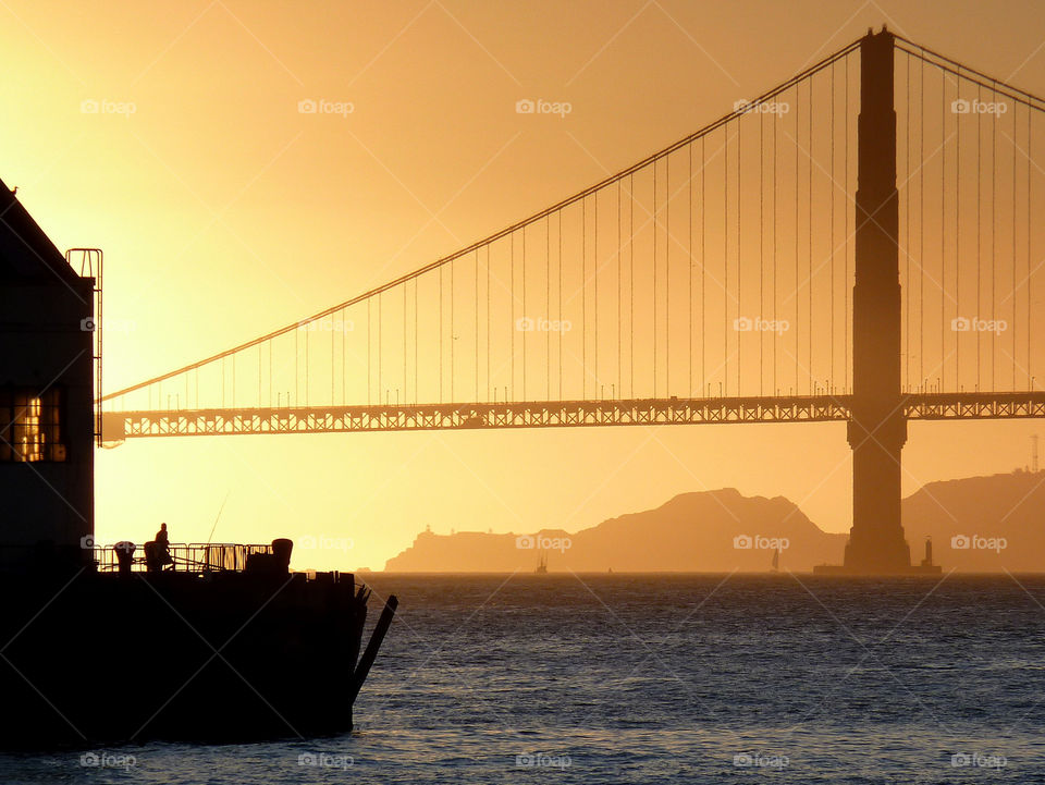 Gone Fishing. Golden Gate golden hour, San Francisco...