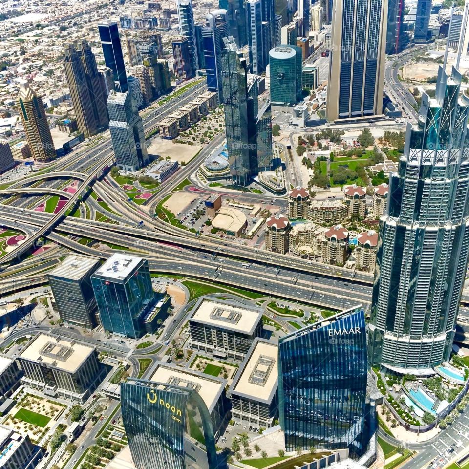 View from worlds tallest building building Burj Khalifa Dubai