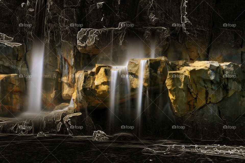 Scenic view of waterfall