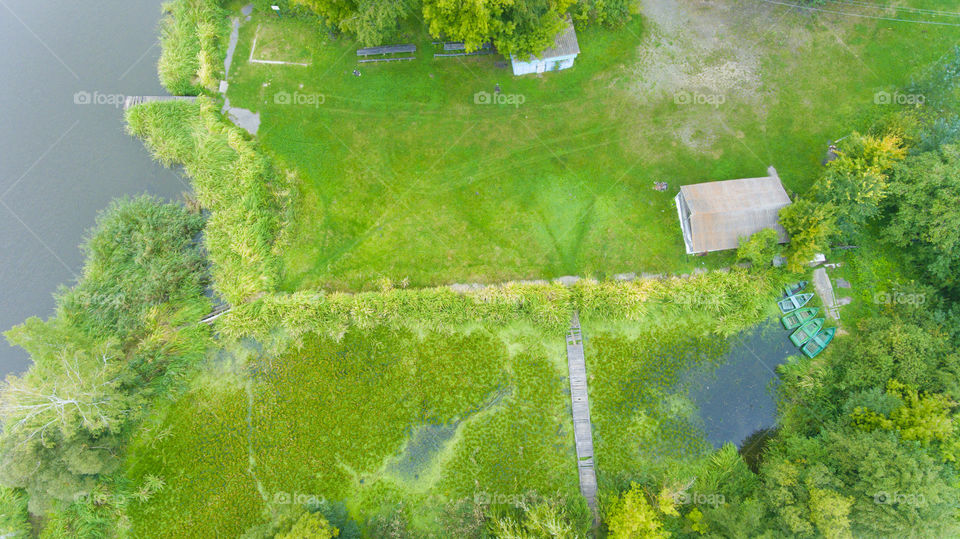 House with boats. View from above 