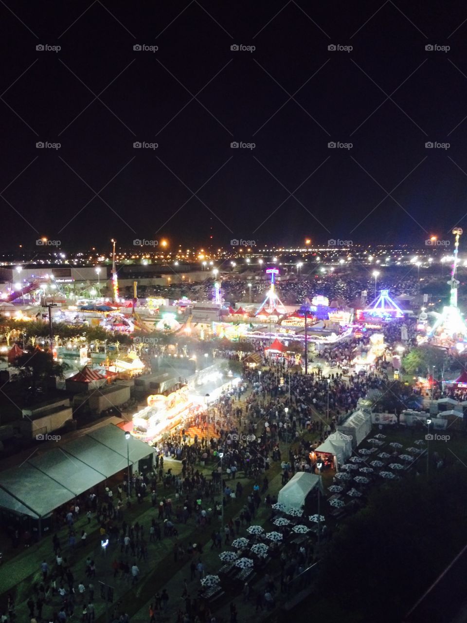 Top view overlooking the carnival at Rodeo Houston. 