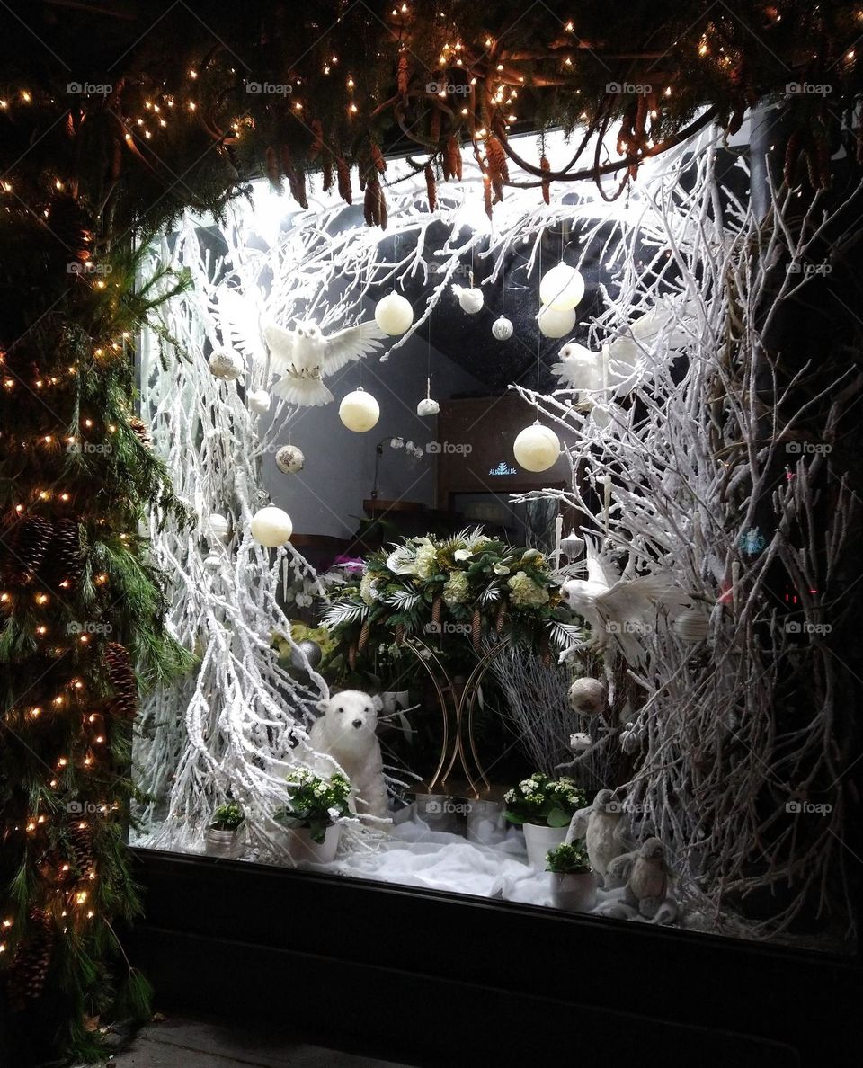 Winter Decorated Floral Window