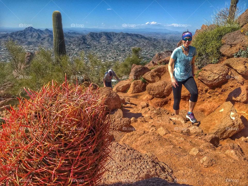 woman hiker cactus trail