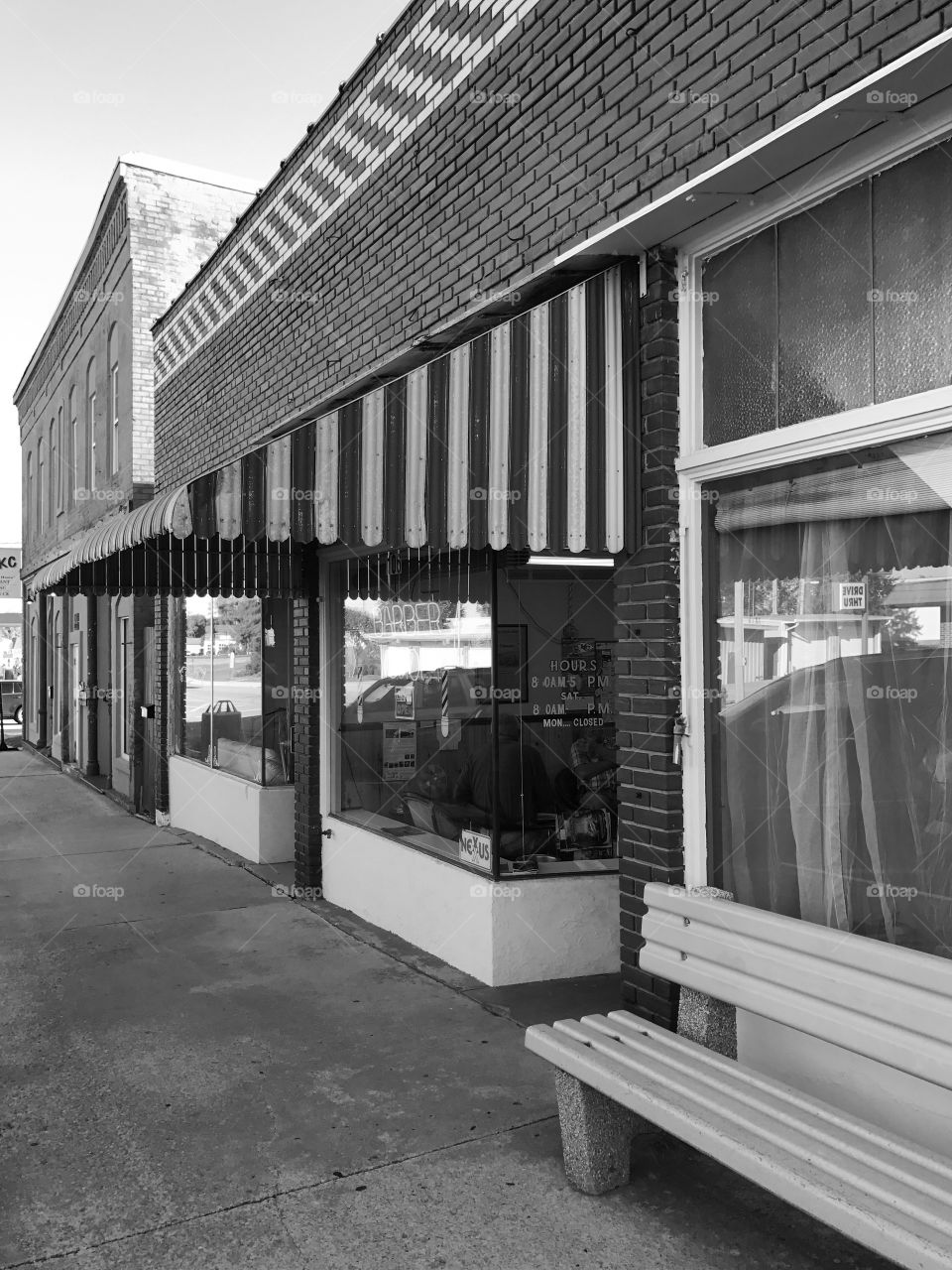 Small Town Barber Shop Black and White