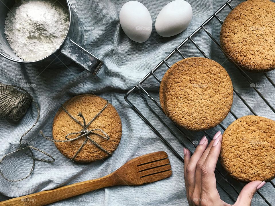 Homemade cookies and ingredients for preparation 