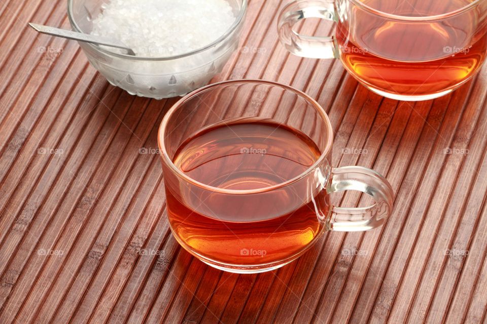 Herbal tea on wooden background