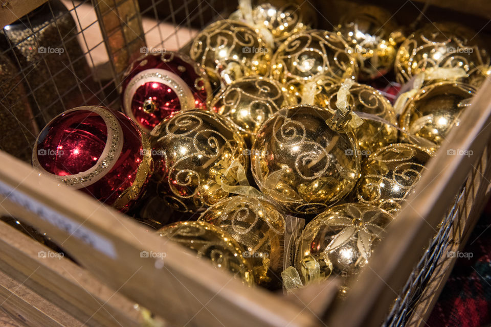 Christmas decorations and ornaments in a store in Sweden.