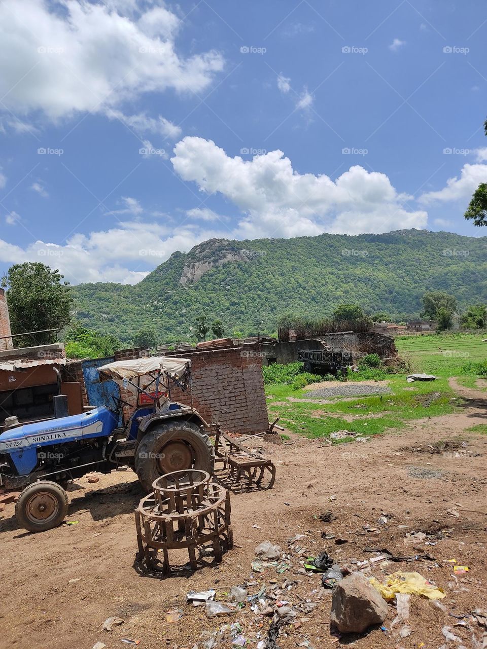 Farming tractor 🚜and beautiful⛰️ view.