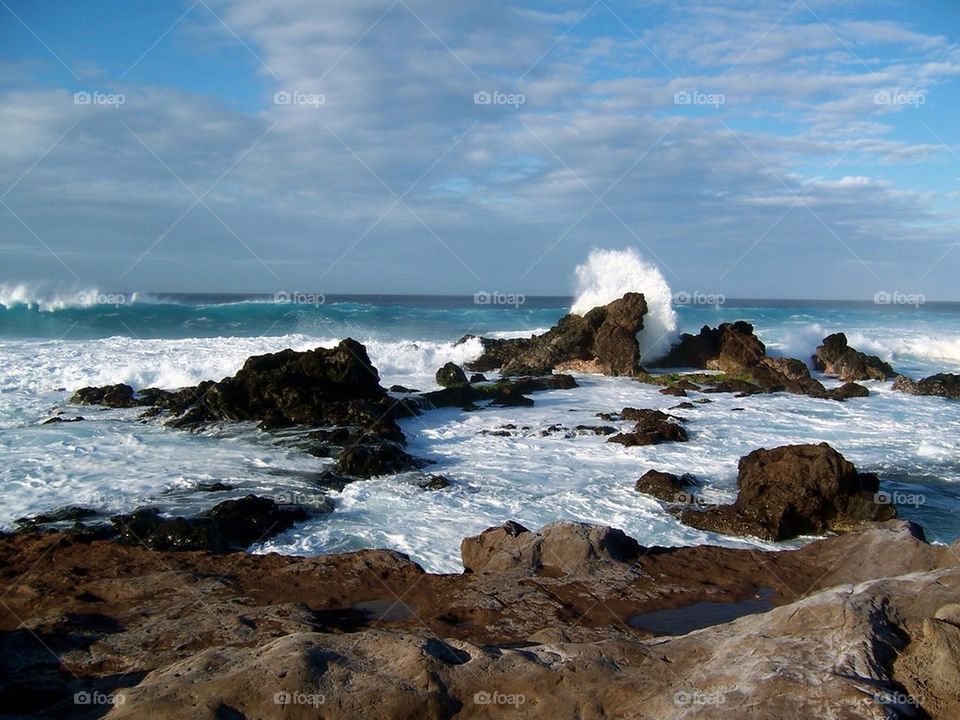 Rocks along the shoreline of maui