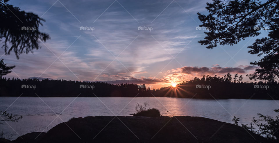 30 second exposure of a sunset over Pickesjön just outside the city of Borås Sweden