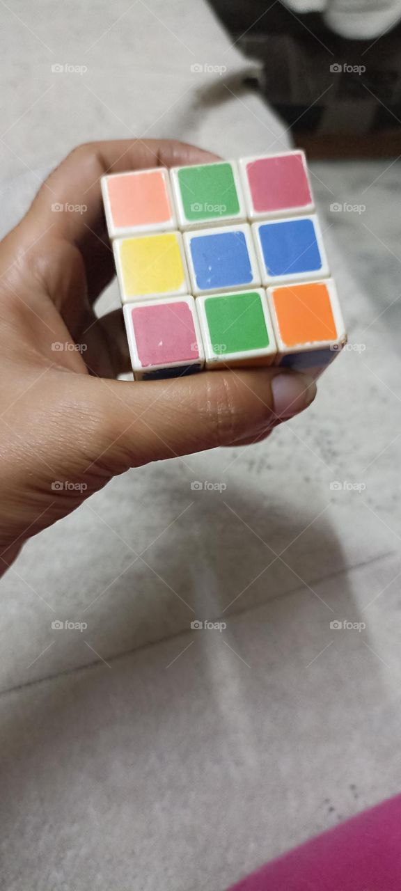 cube solver with many bold and complementary colors.